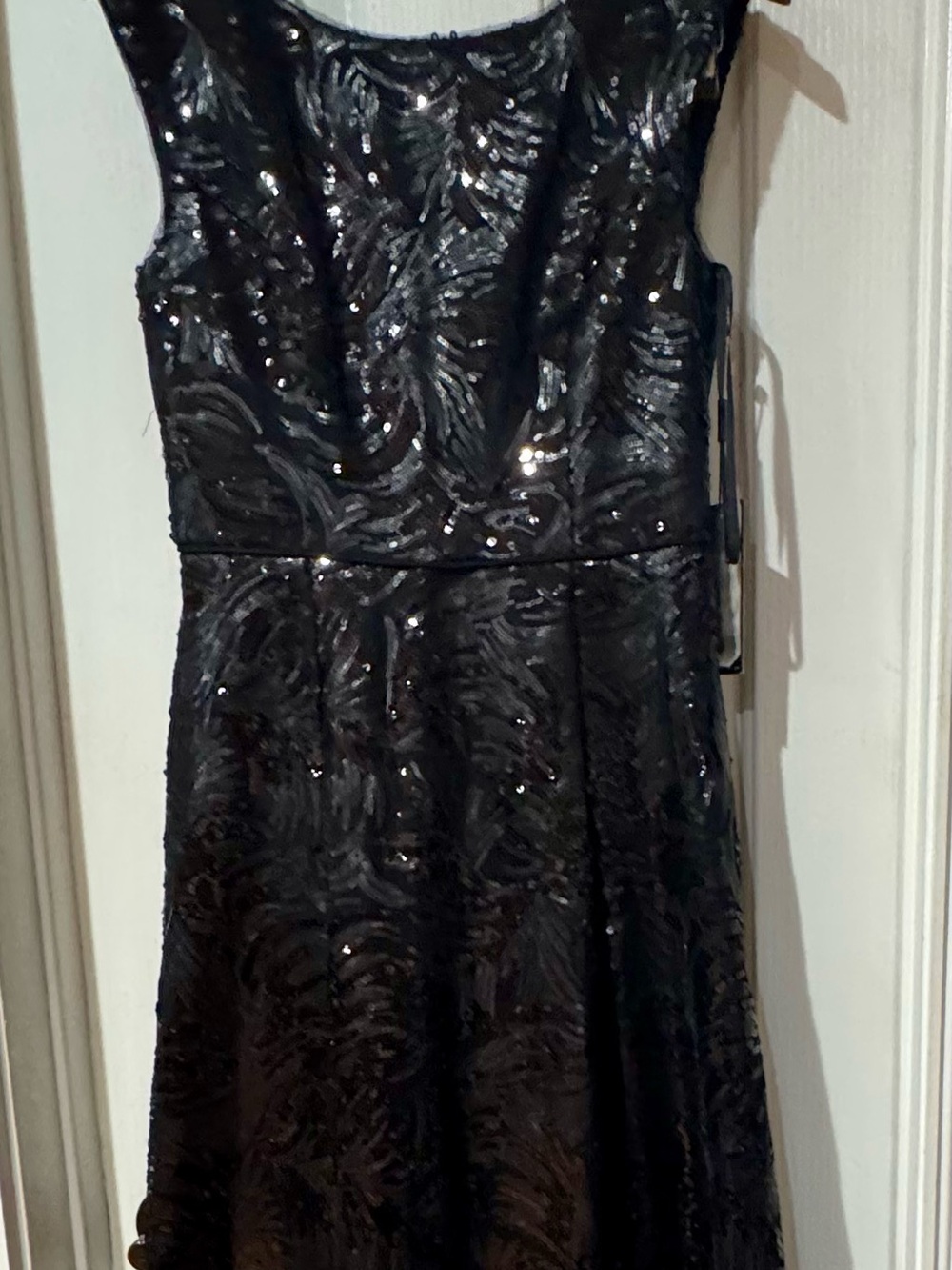 Black Sequin A-Line long Cocktail Dress - Women's